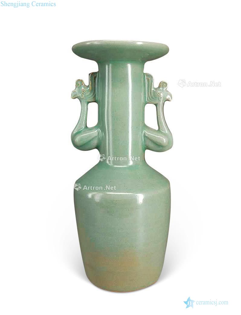 Northern song dynasty Longquan celadon vase with a double phoenix