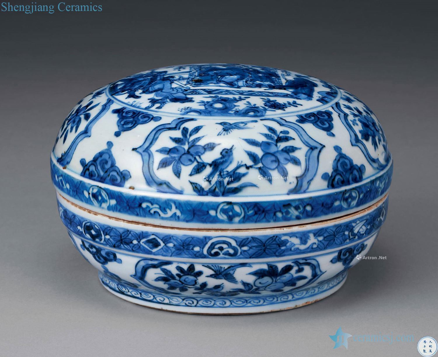 Ming wanli Stories of blue and white tougue boxes