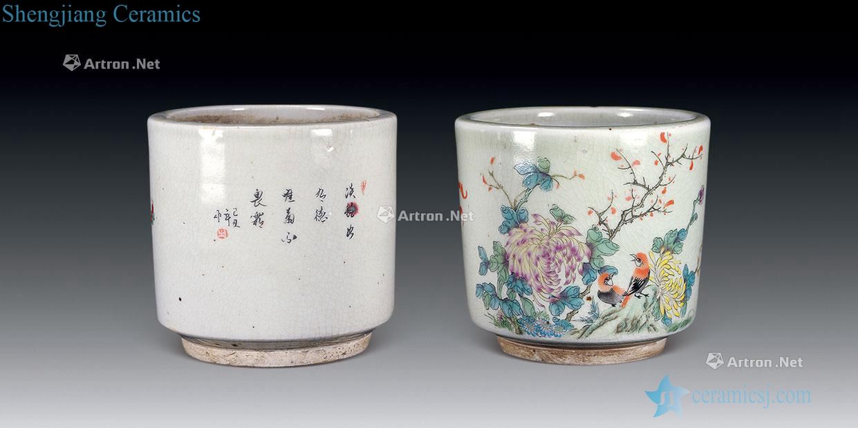 Pastel poems in the qing dynasty brush pot (a)