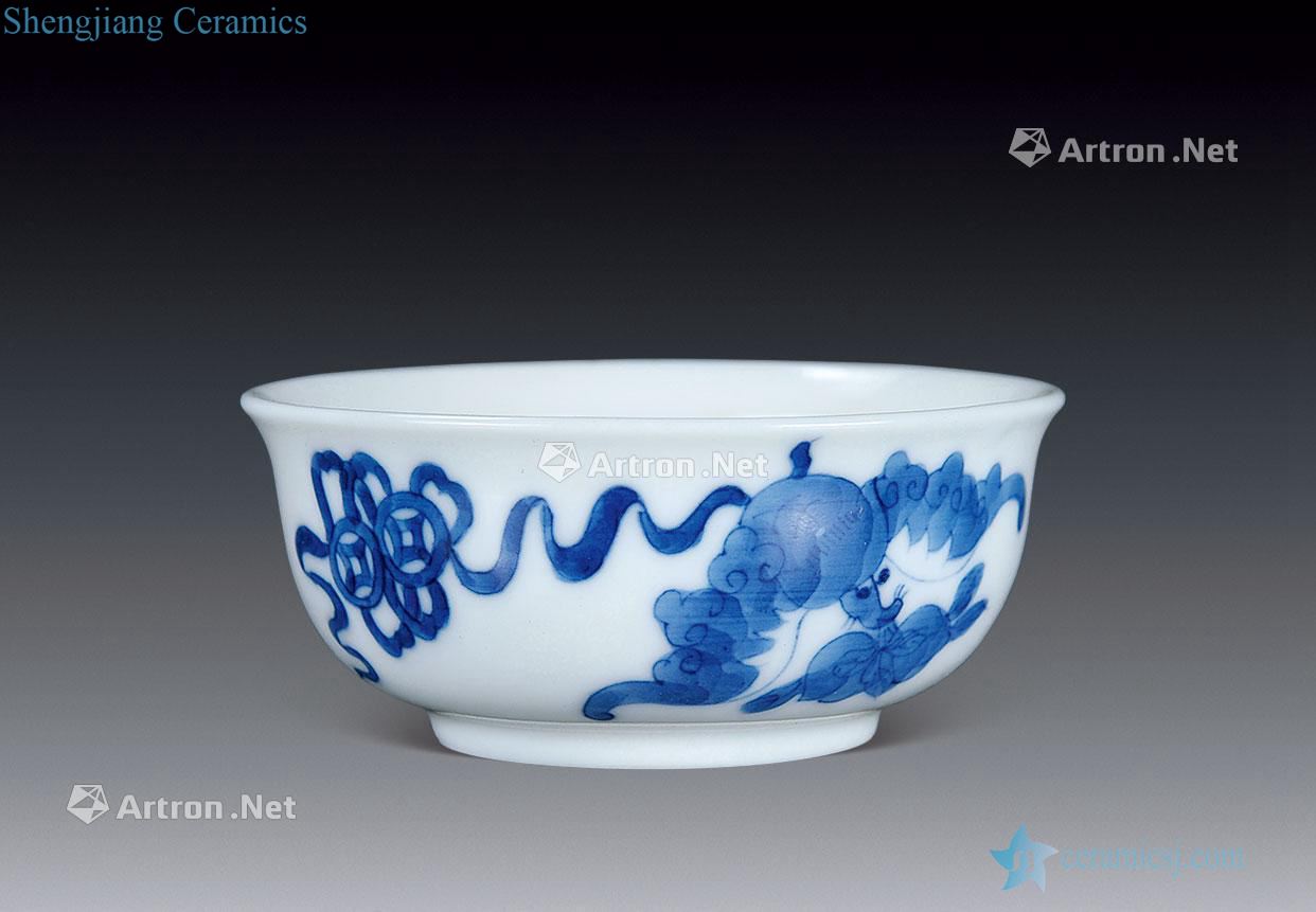 In the qing dynasty blue and white mouse money live bowl