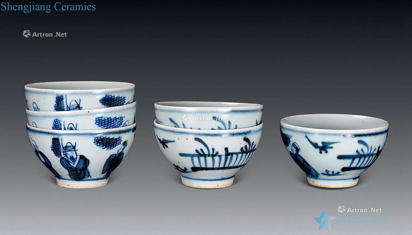 In the Ming dynasty Blue three fairy graphic cup (6)