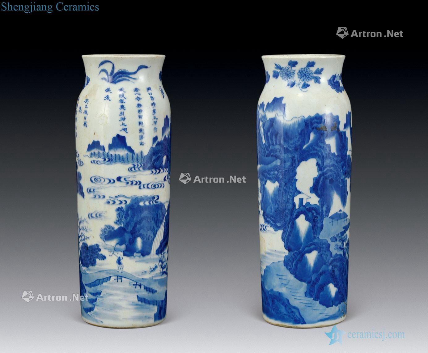 In the qing dynasty The qing emperor kangxi landscape character poems like legs bottle