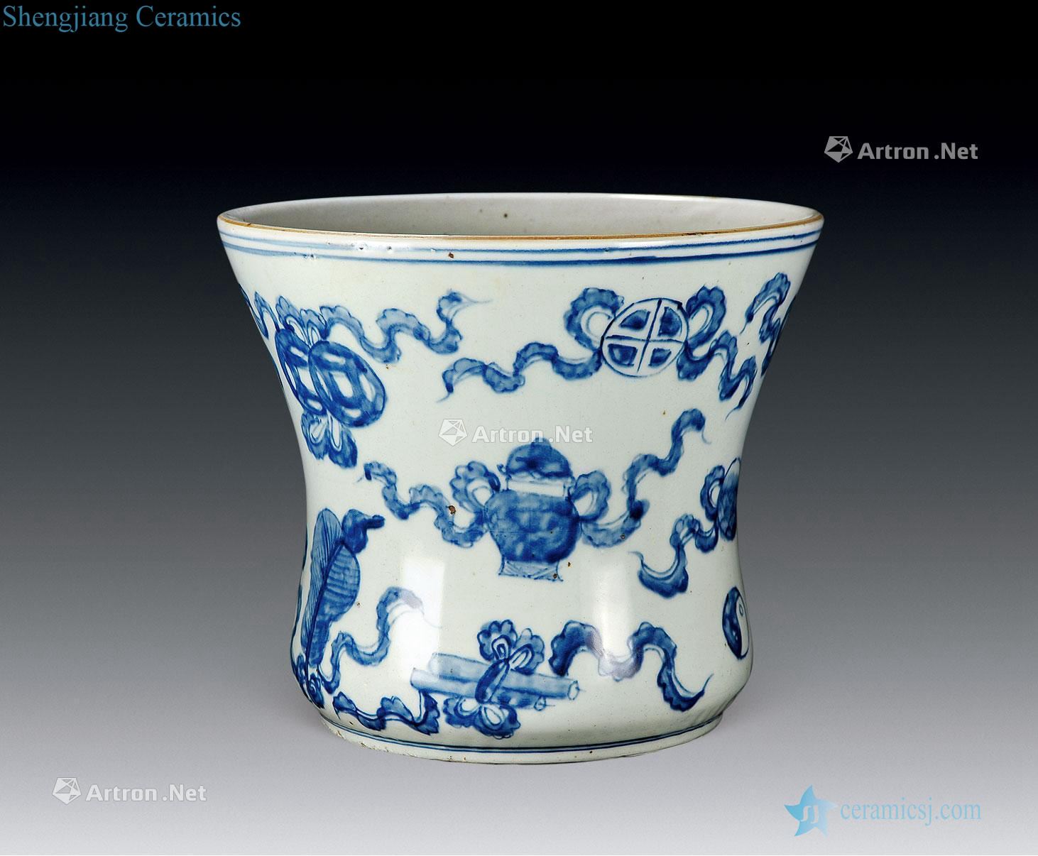 In the Ming dynasty Blue and dark the eight immortals brush pot