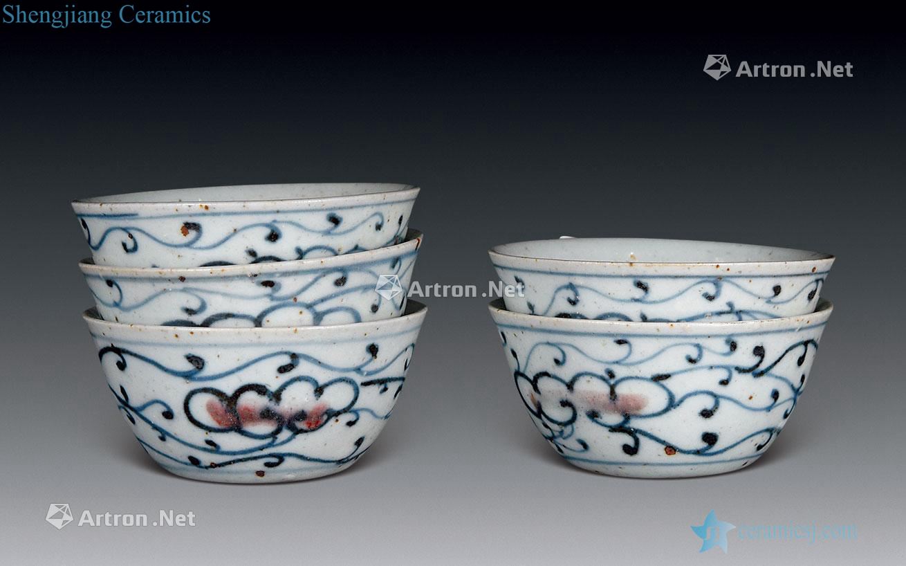 In the Ming dynasty Blue and white youligong water lotus cup (5)