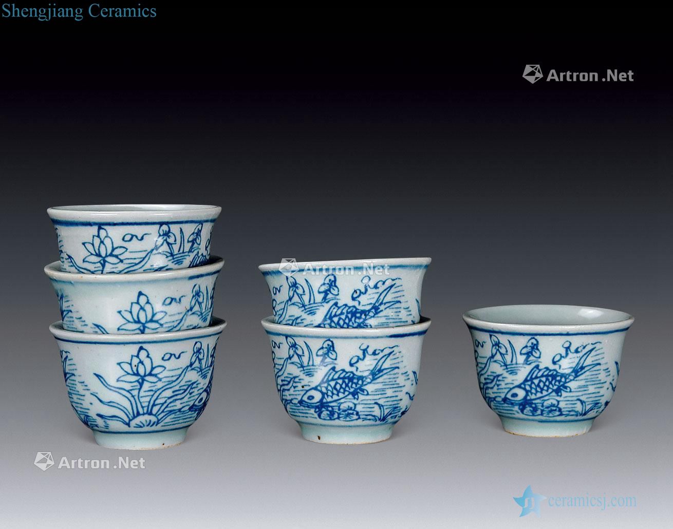 In the qing dynasty Mackerel algal grain cup (6)