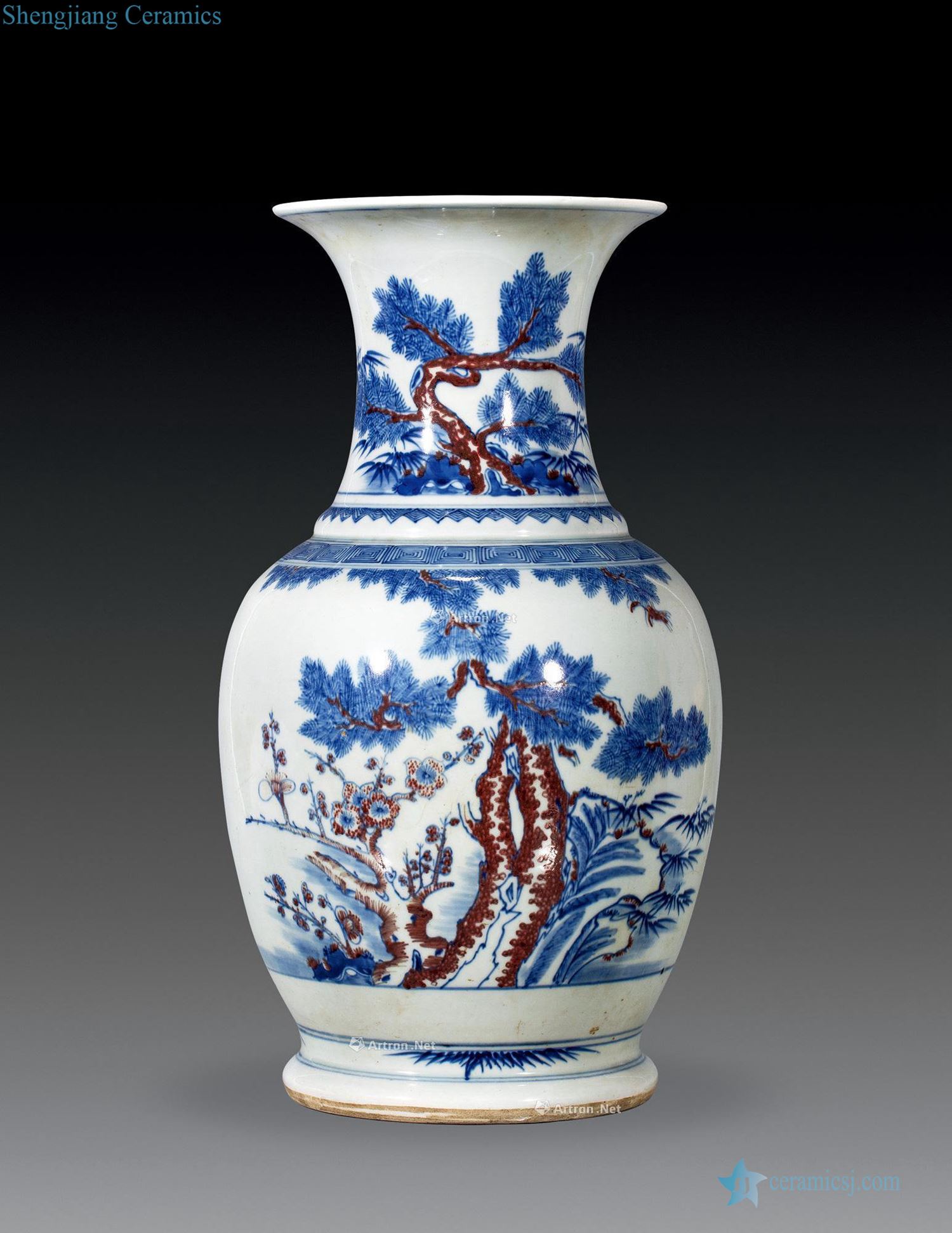 Qing dynasty blue-and-white youligong poetic figure vase