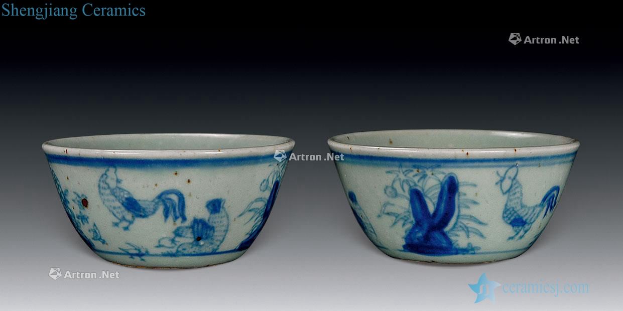 Ming dynasty blue and white chicken cylinder cup (a)