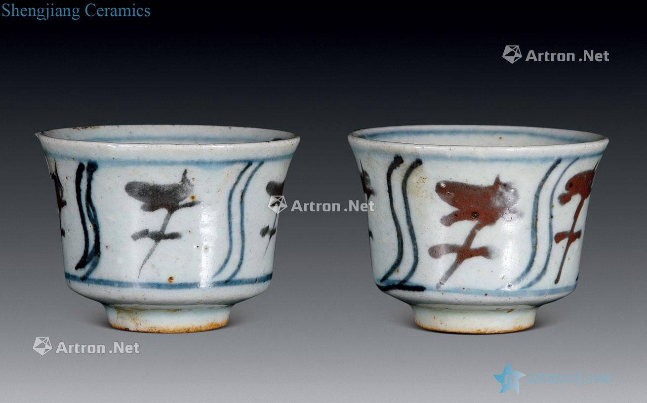 In the Ming dynasty Blue and white youligong lotus cup (a)