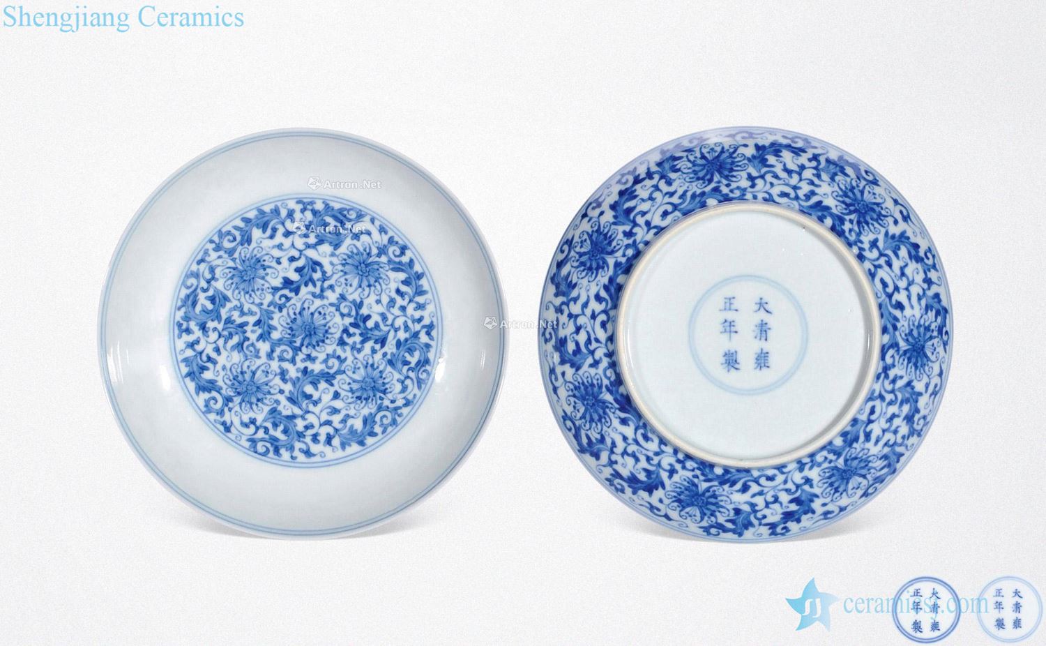 Qing yongzheng Blue and white passion fruit tray (a)