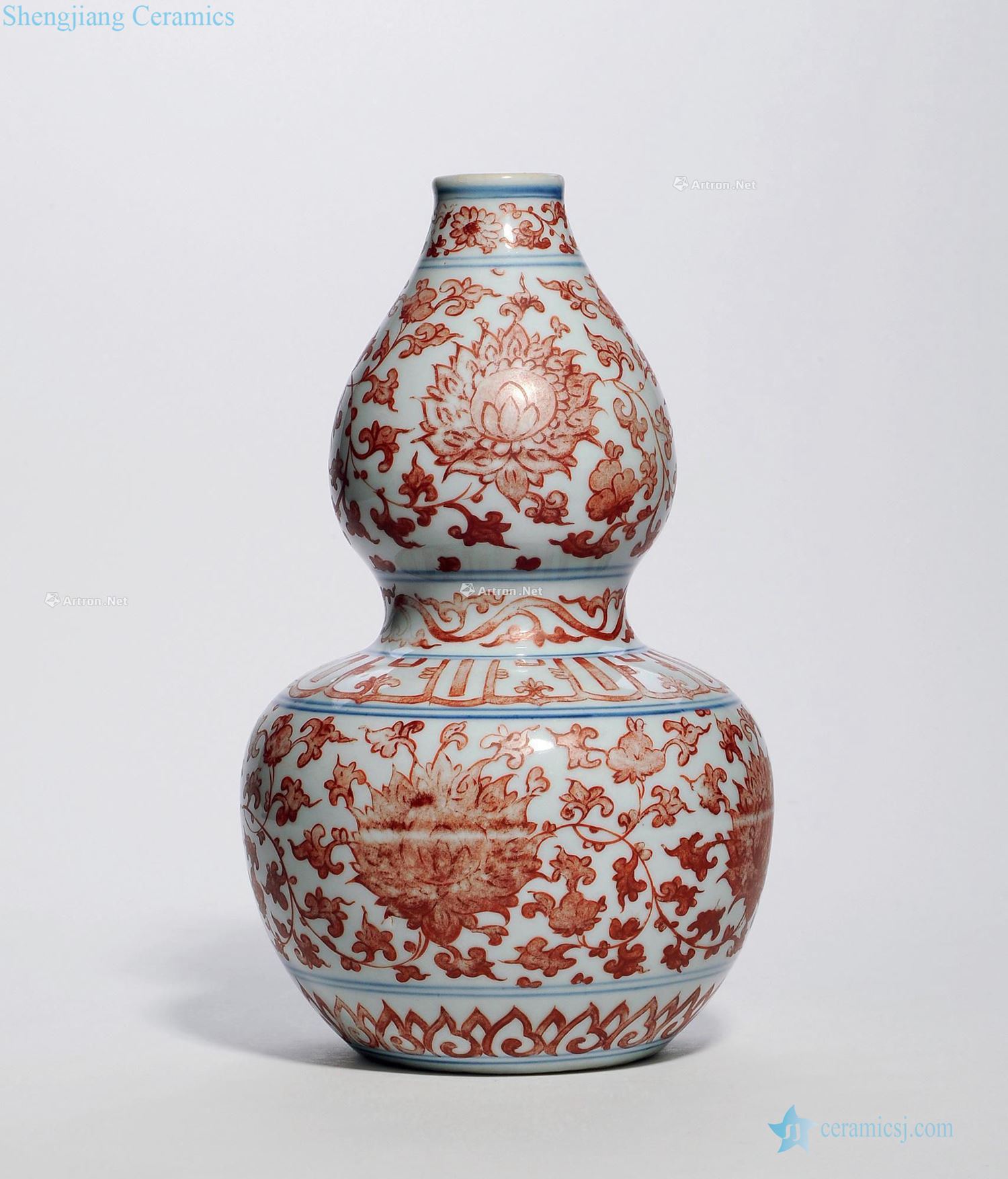 Ming dynasty Alum red color lotus flower grain bottle gourd