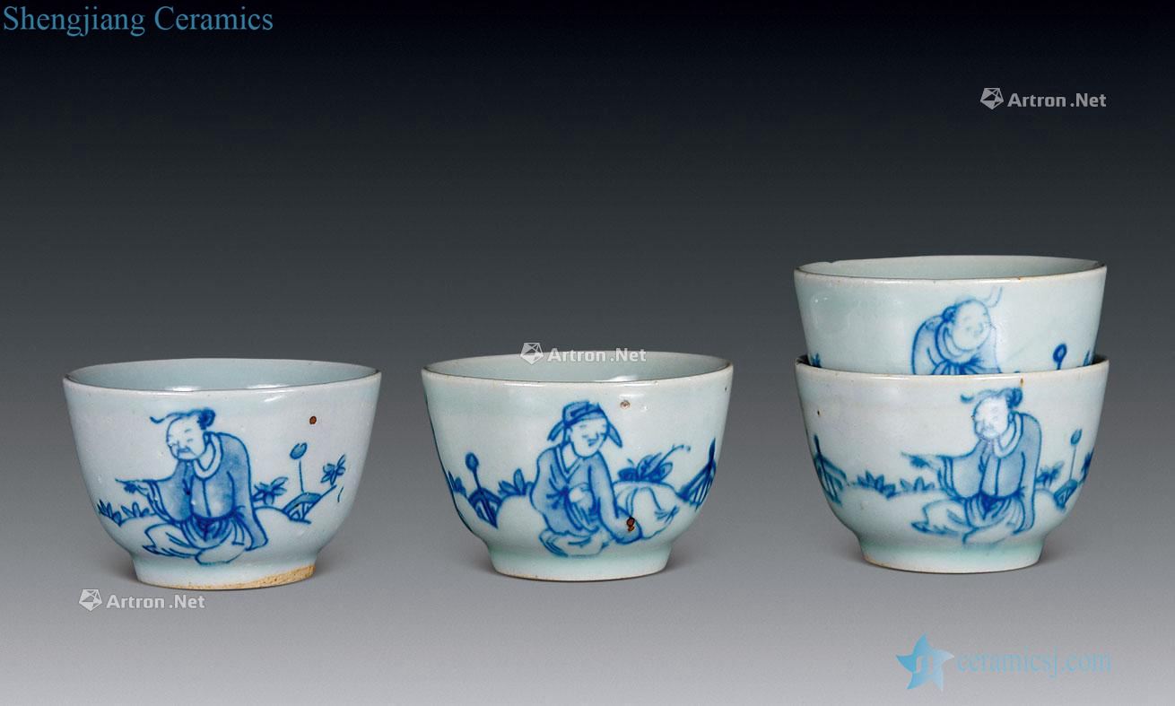In the Ming dynasty Blue fairy cup (4)