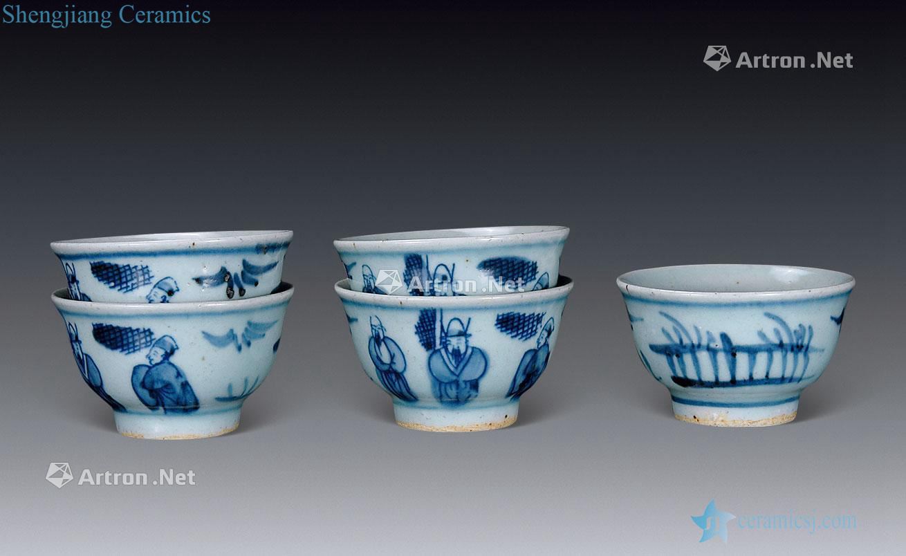 In the Ming dynasty Blue and white three fairy graphic cup (5)