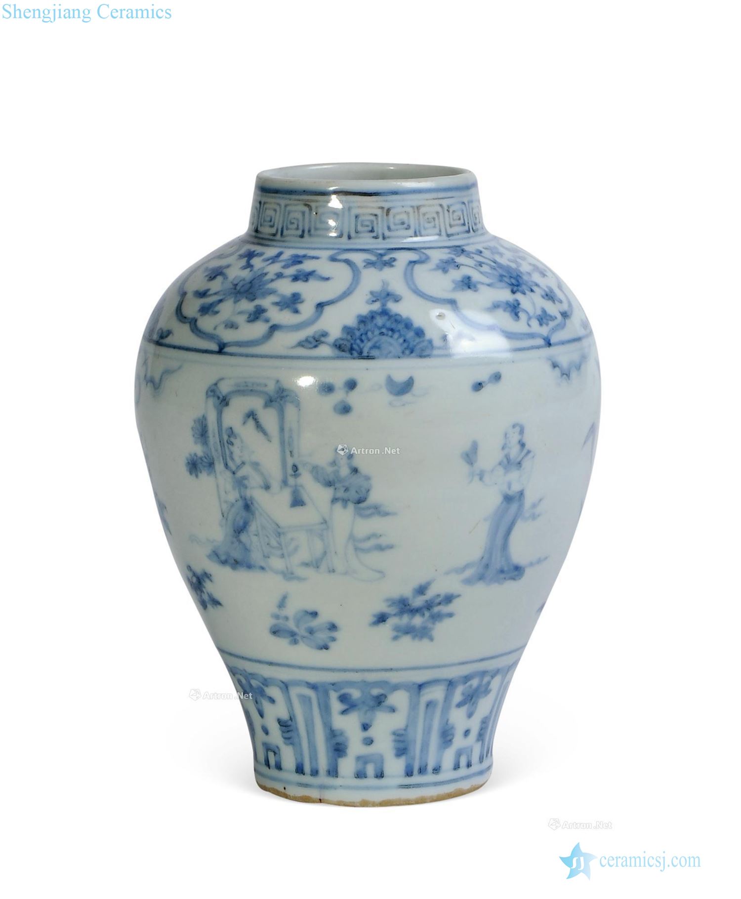 Ming dynasty Stories of blue and white figure cans