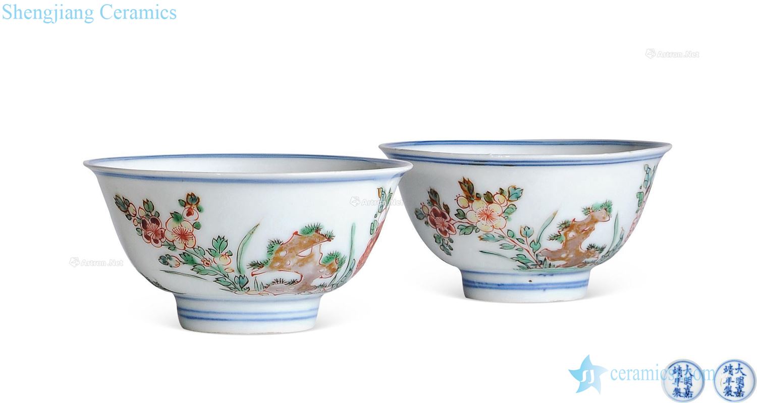 Ming jiajing Colorful flowers and birds figure bowl (a)