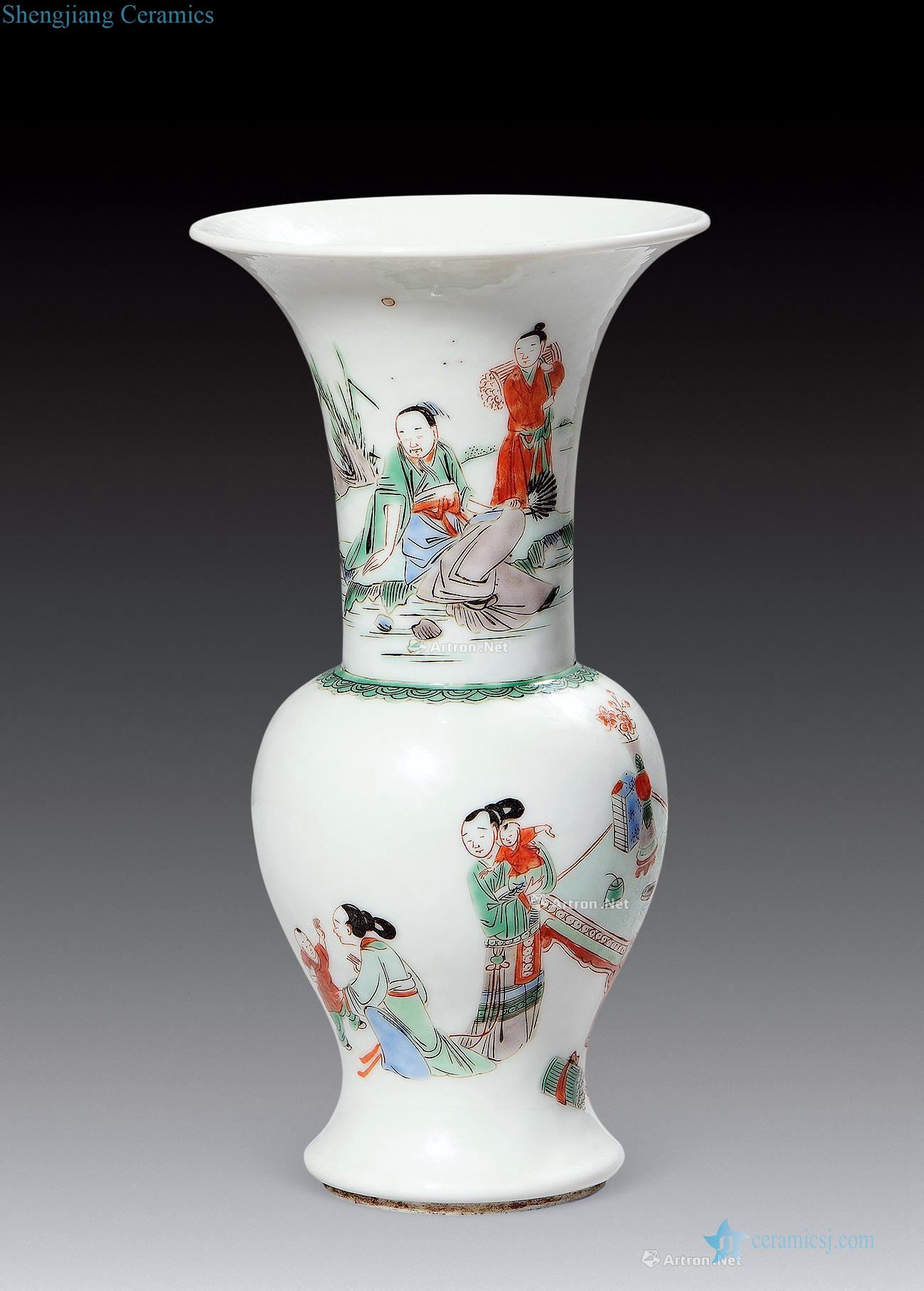 The qing emperor kangxi grain flower vase with colorful characters