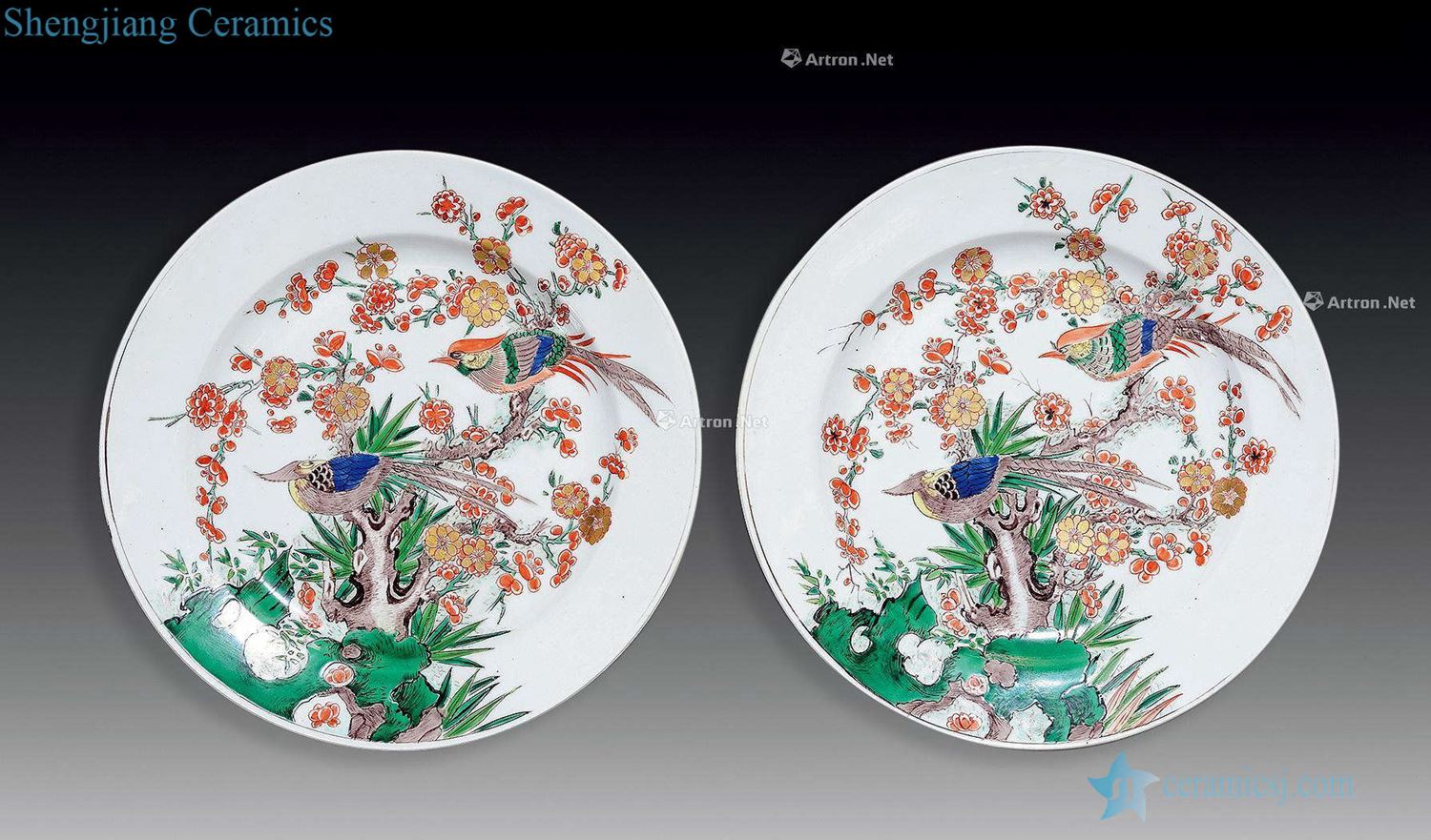 qing Colorful flowers and birds grain disc (a)