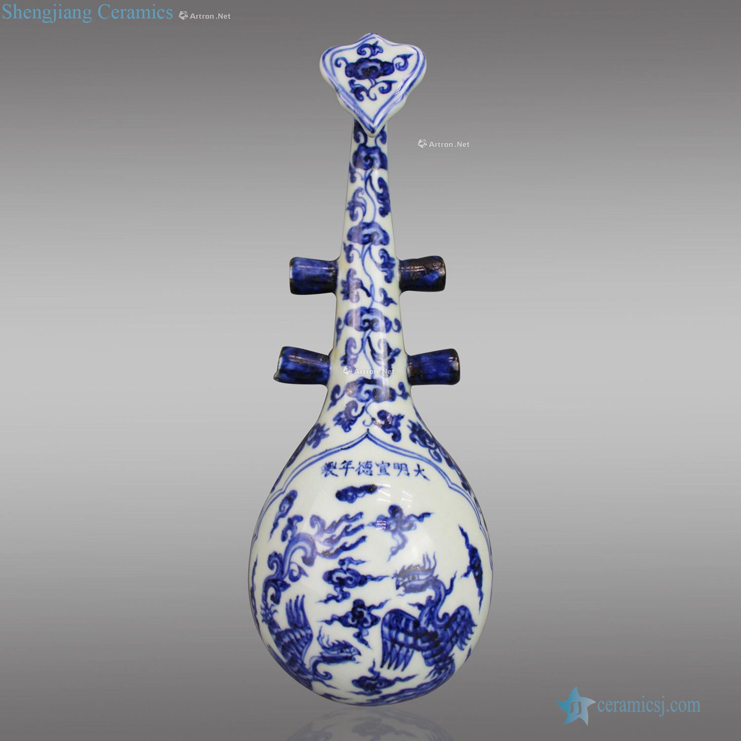 In the Ming dynasty Blue and white grain satisfied pipa furnishing articles