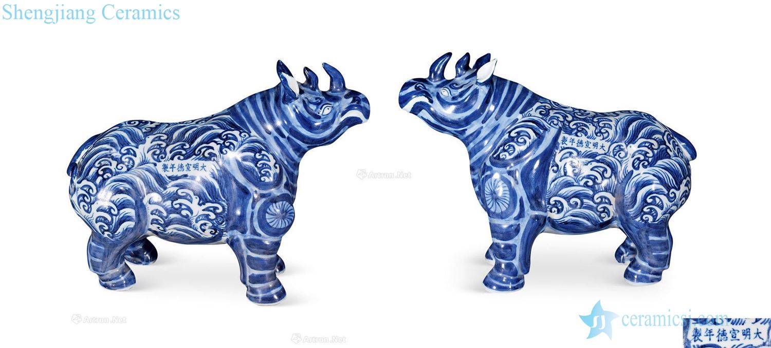 Ming Blue and white rhino furnishing articles (a)
