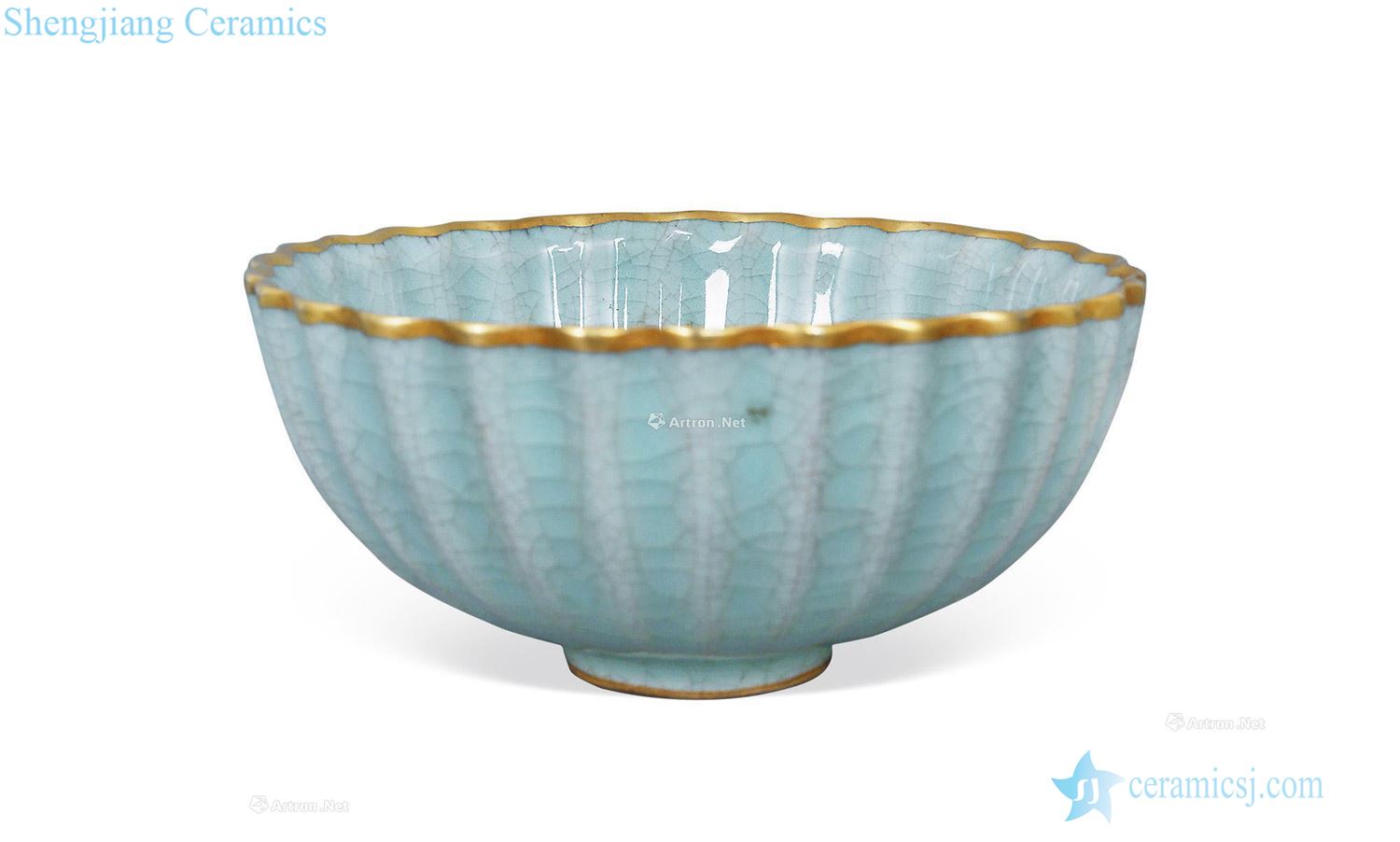 Guan kilns powder blue glaze chrysanthemum petals bowl