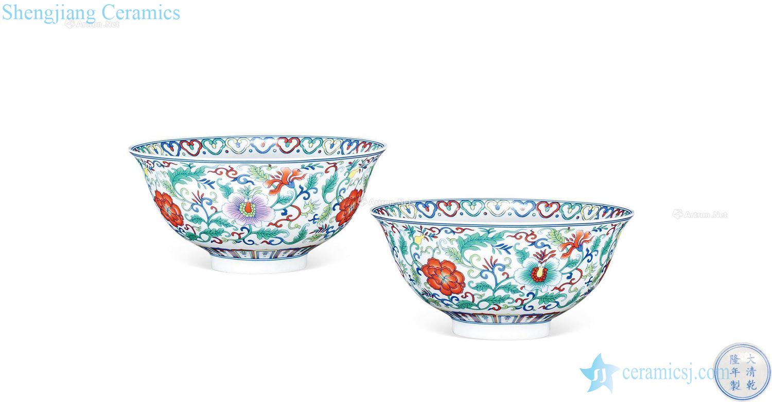 Qing bucket colors branch flowers bowl (a)
