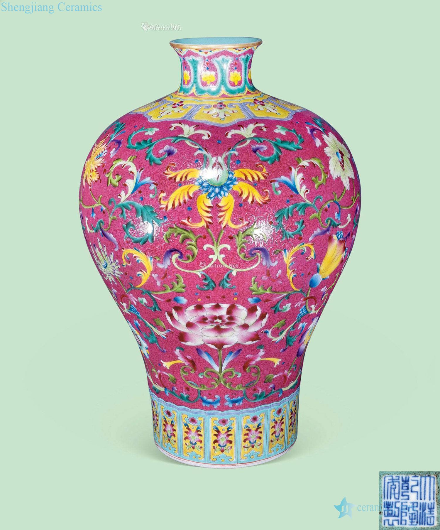 Qing carmine to squeeze the pastel bound branch flowers lines may bottle