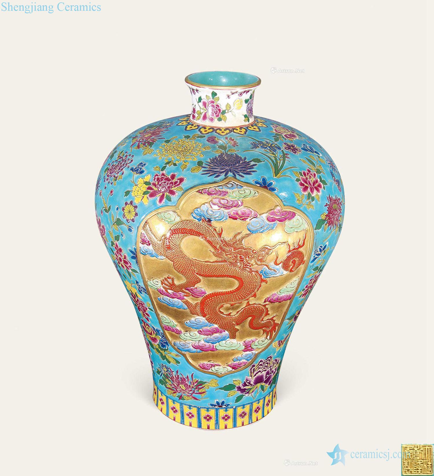 Clear pastel dragon flower bottle