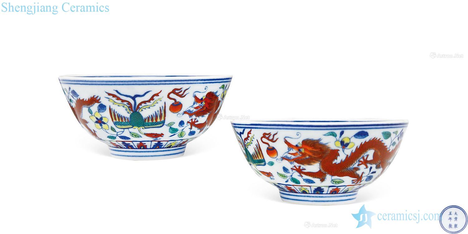 qing Colorful longfeng green-splashed bowls (a)