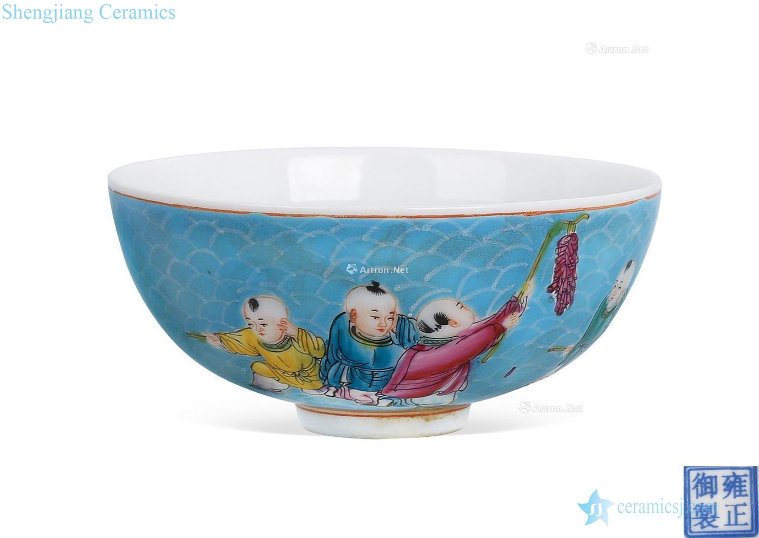 Figure exposure bowl clear green enamel baby play