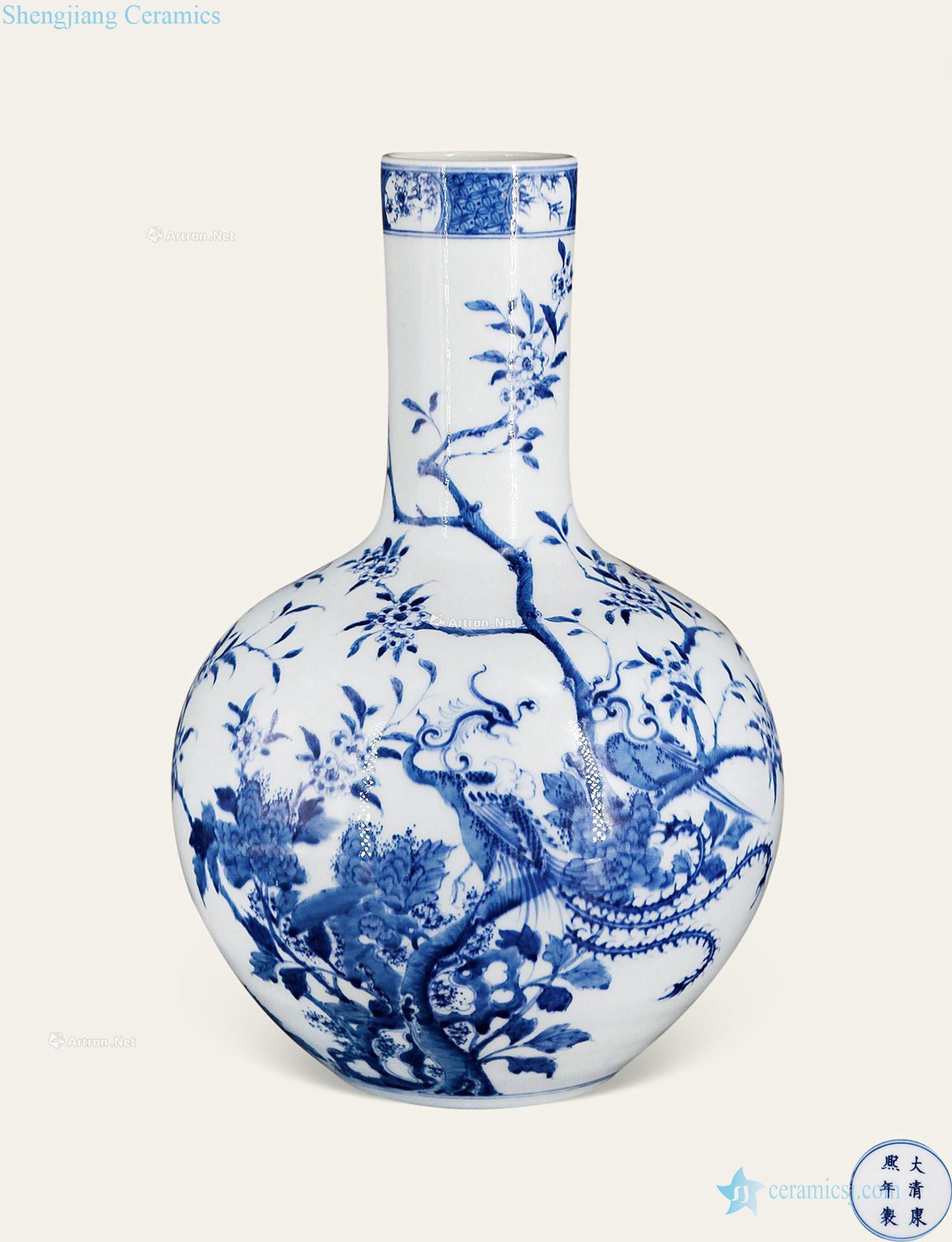 qing Blue and white flower on grain tree
