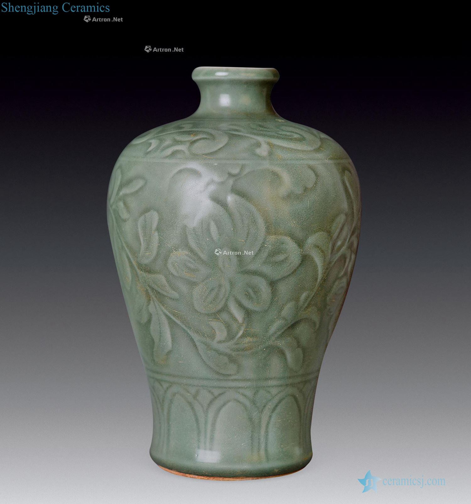 Ming Longquan celadon plum bottle