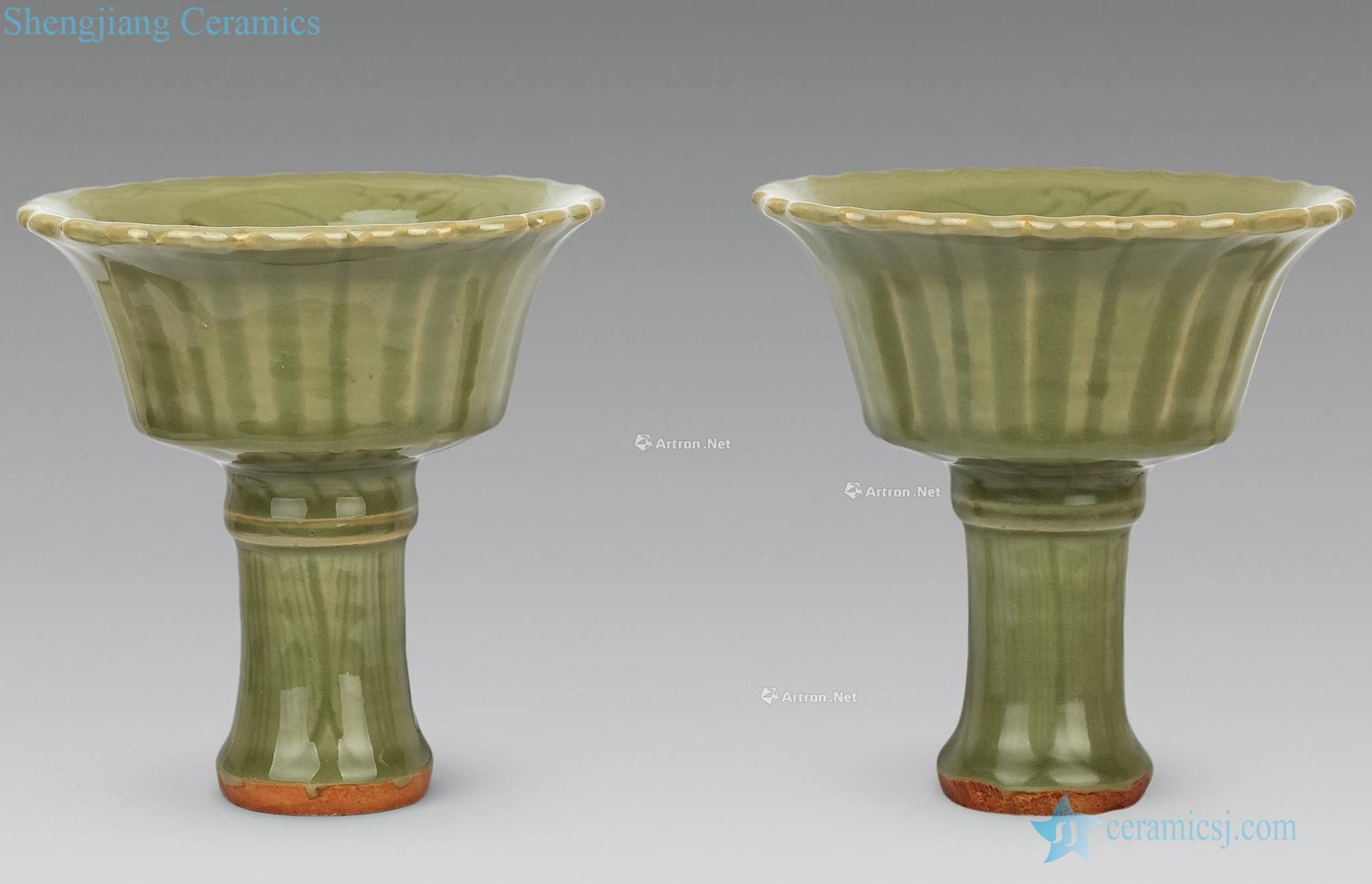 Ming or earlier Longquan celadon footed cup (a)