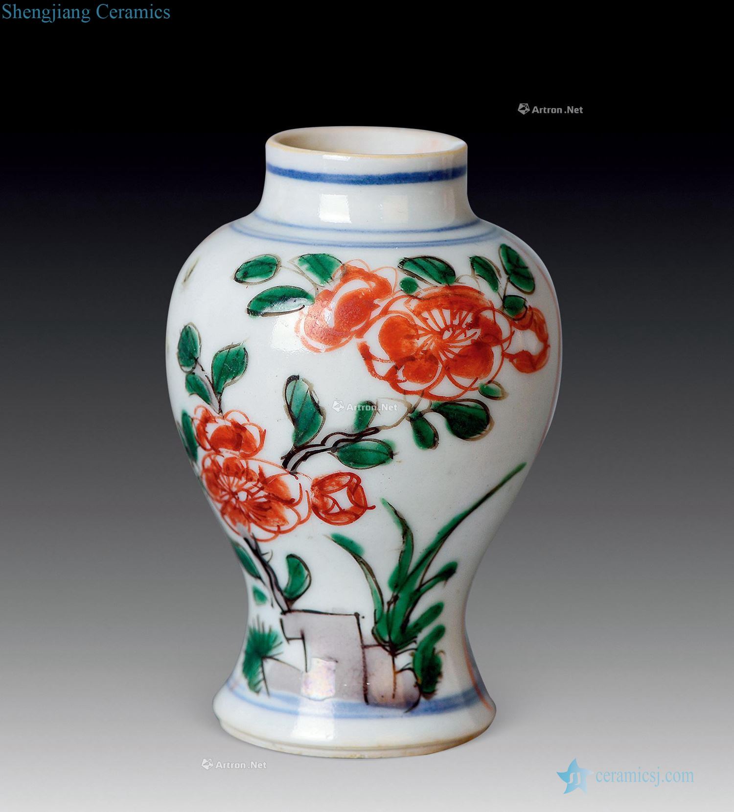 Qing dynasty Colorful flowers grain mei bottle