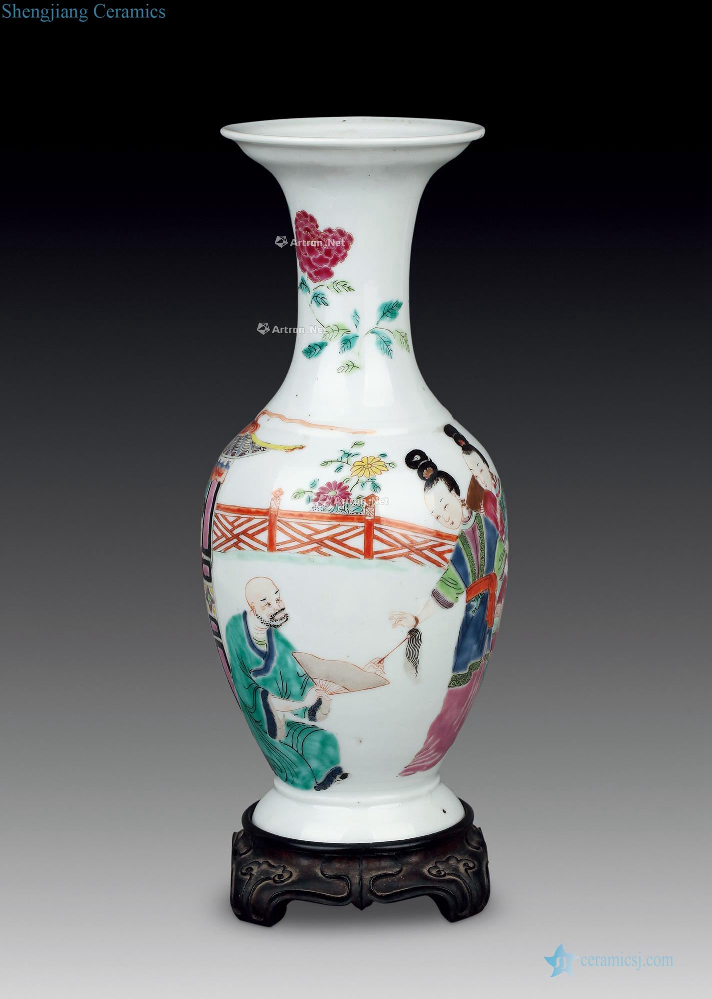 Stories of early qing pastel grain goddess of mercy bottle