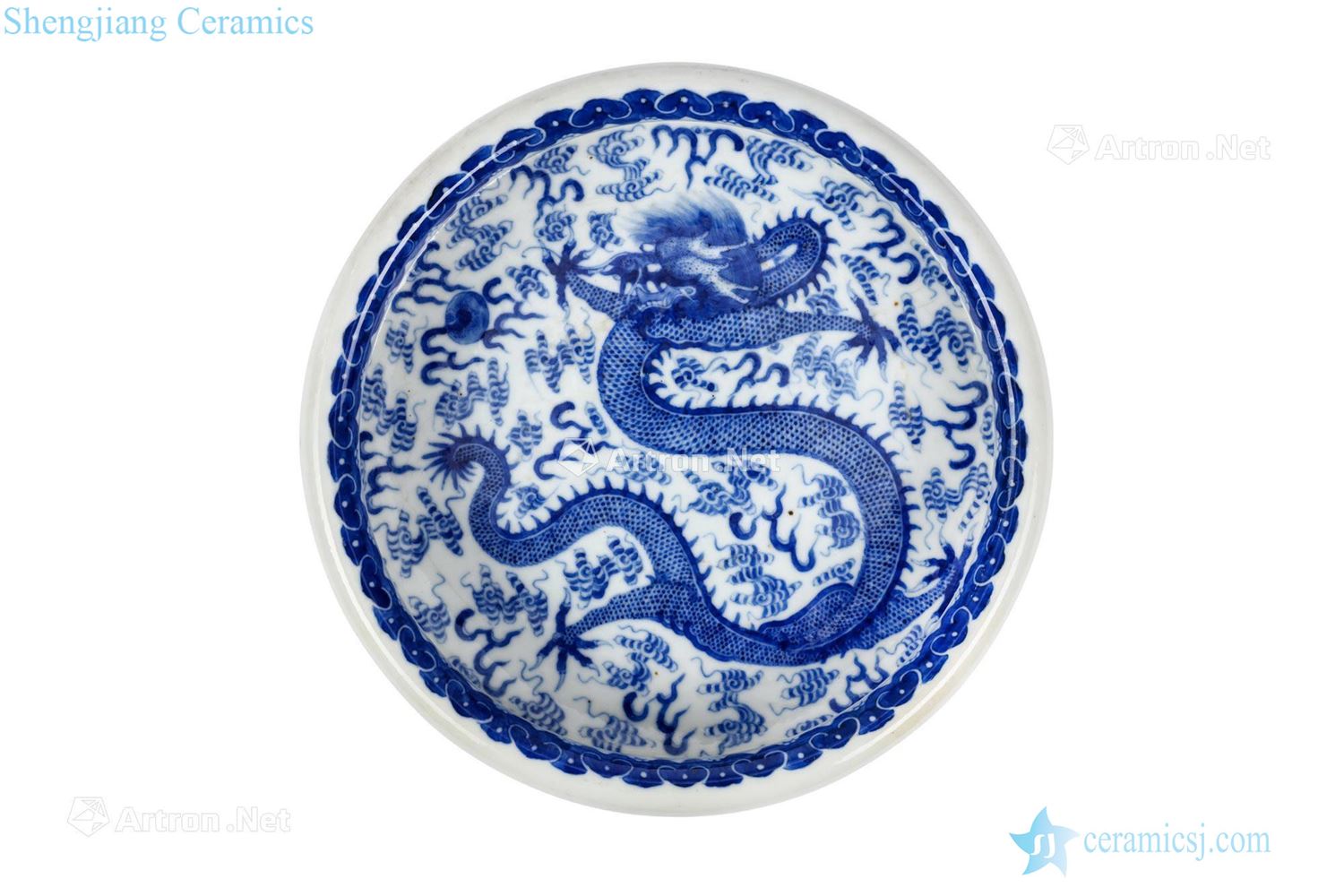 Qing dynasty in the 19th century Blue and white dragon 盌