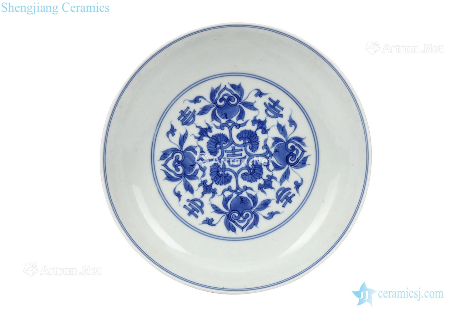 Qing yongzheng Blue and white ruyi peach tray