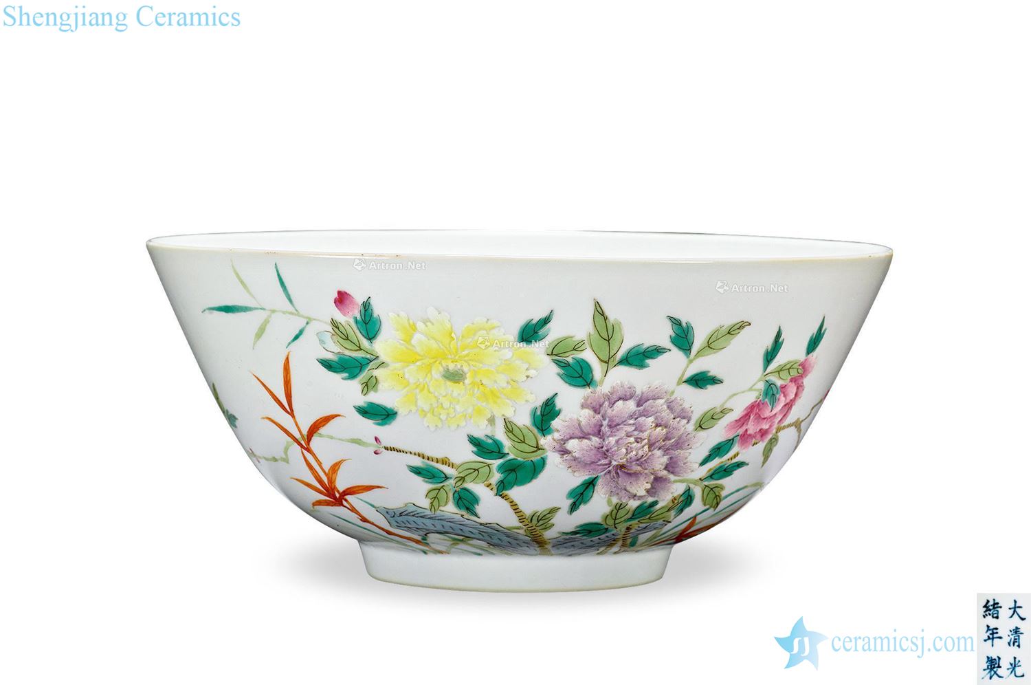 Qing guangxu powder enamel grain palace bowl
