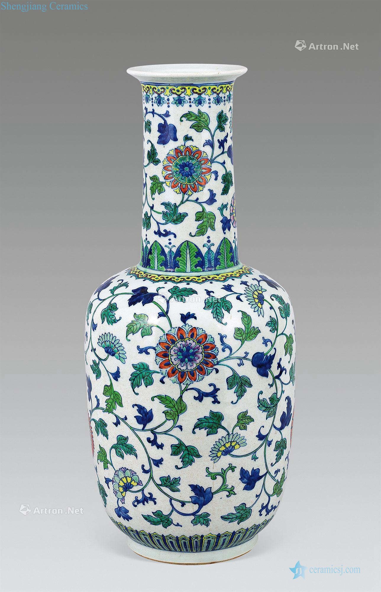 Qing qianlong bucket colors flower flask