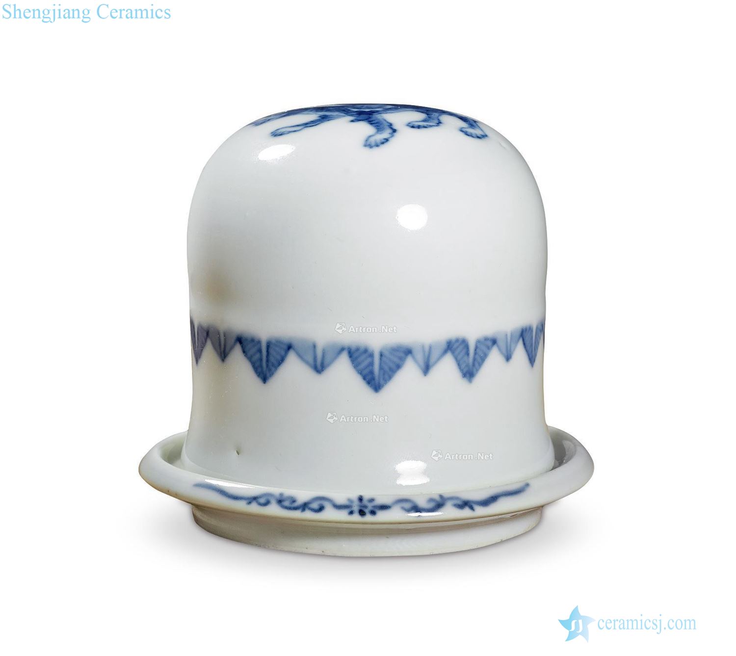 qing Blue and white paint Zhao Gongming color cup (a)