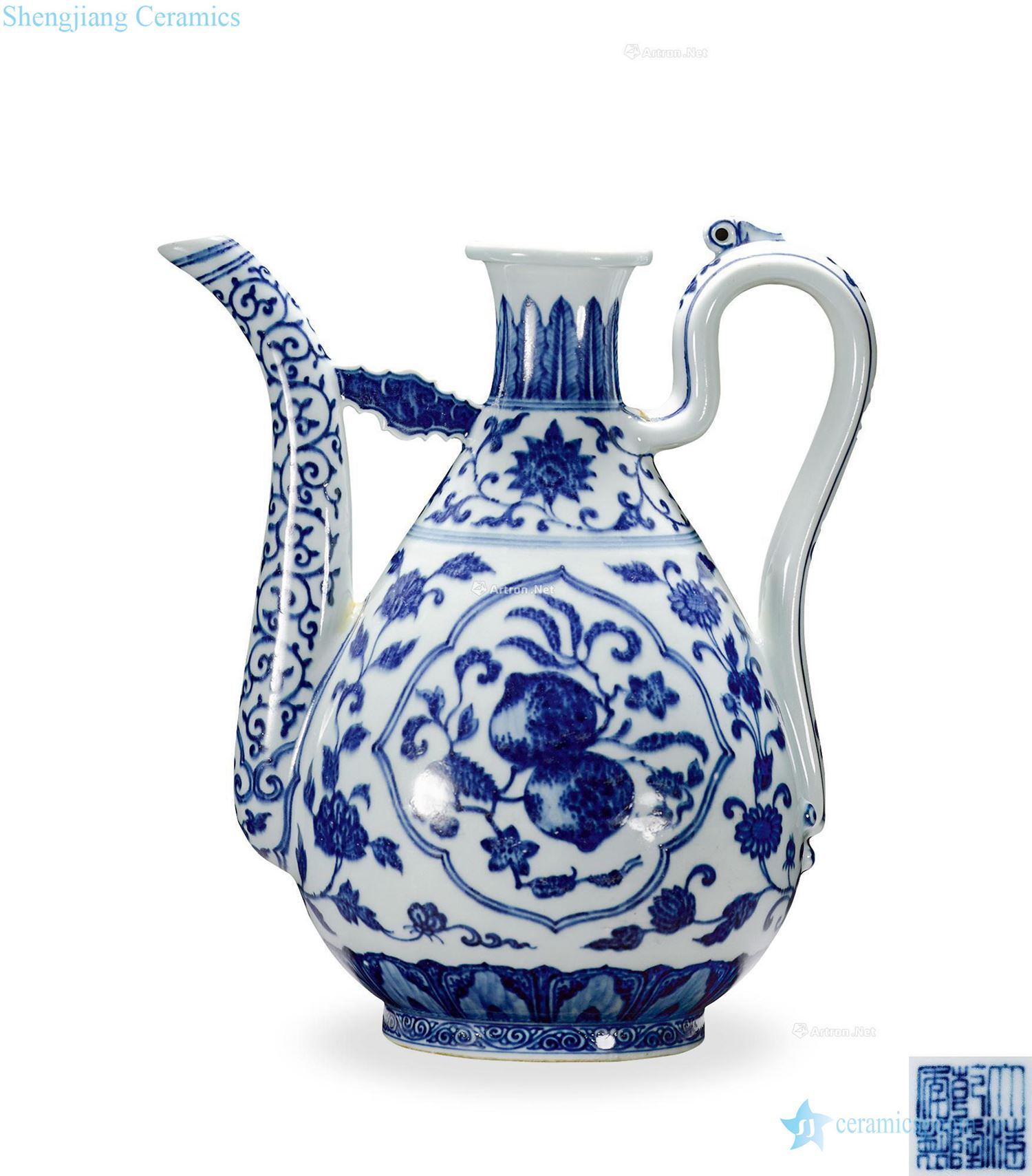 Qing dynasty blue-and-white sanduo ewer