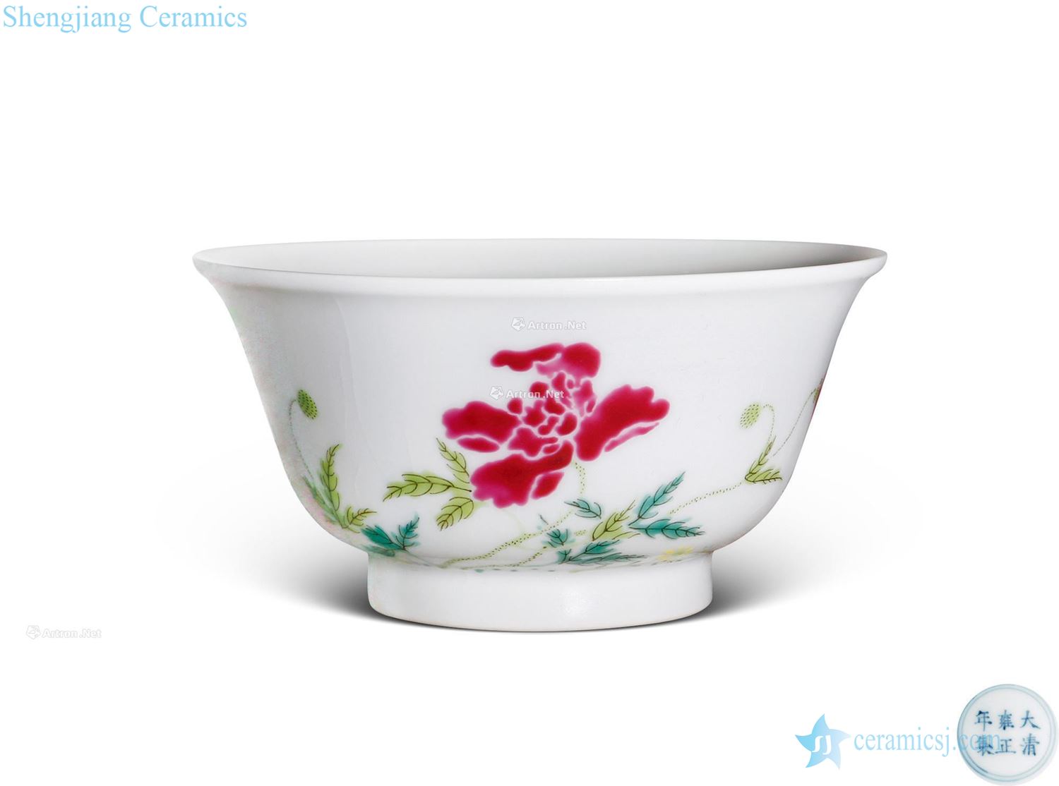 Qing yongzheng pastel flowers grain palace bowl