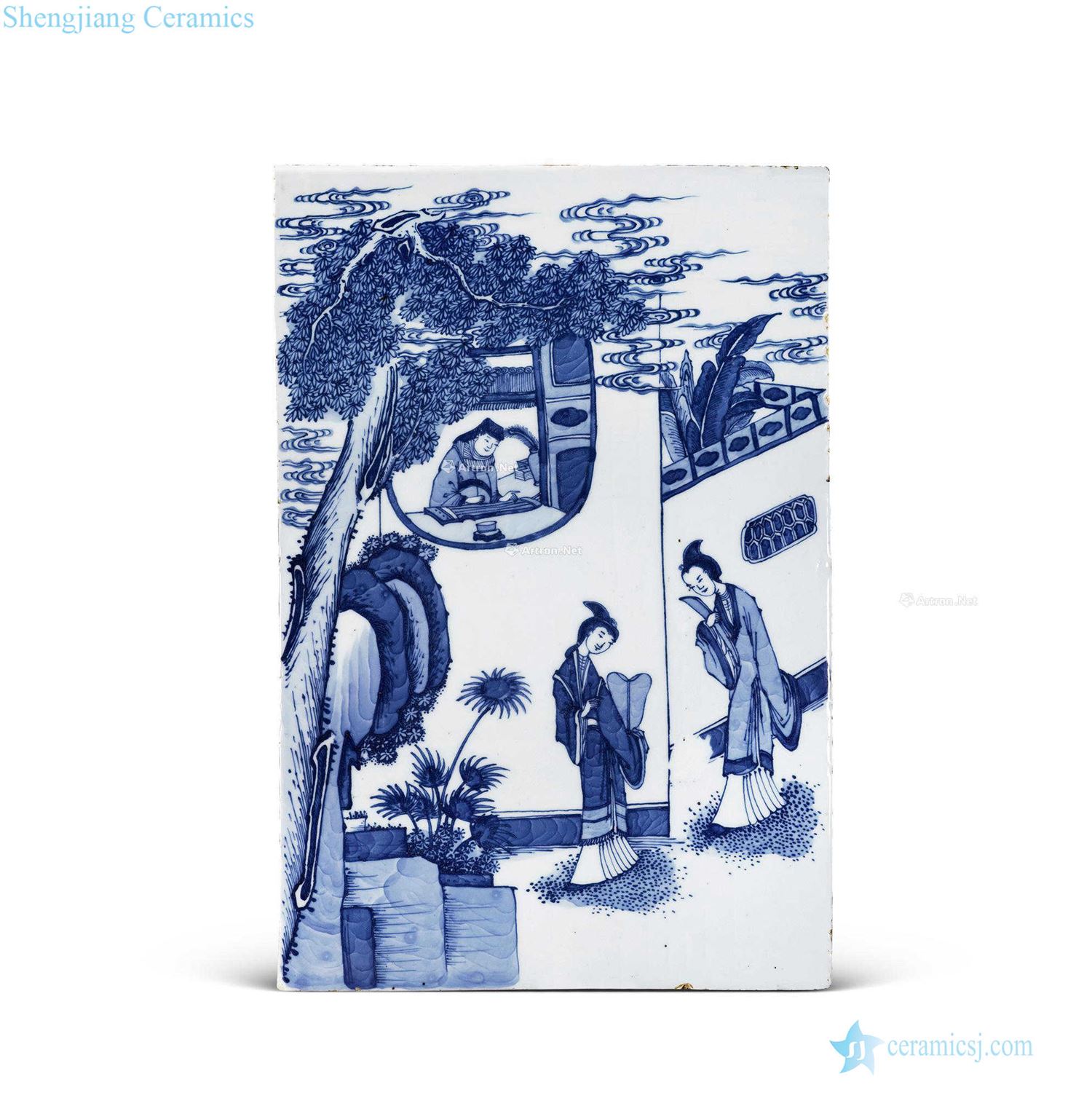 The stories of blue and white porcelain plate
