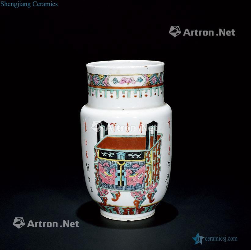 Pastel reign of qing emperor guangxu verse lanterns cans