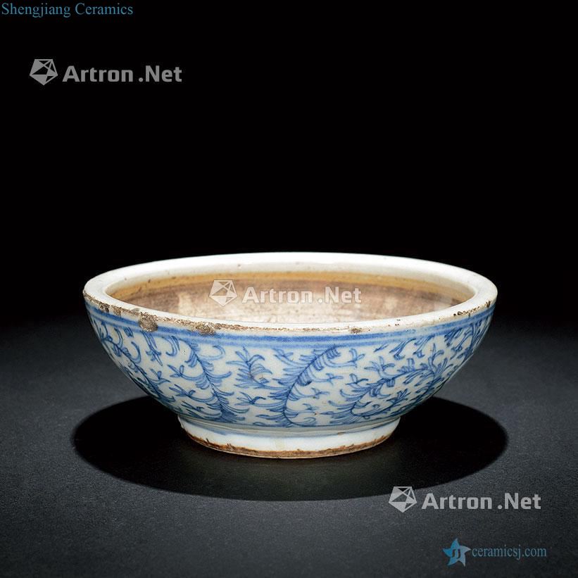 In late qing dynasty Blue and white lotus flower green-splashed bowls