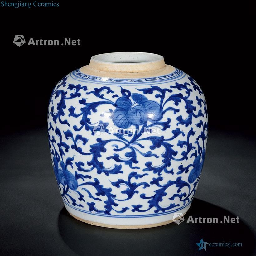 Mid qing Blue and white cover pot