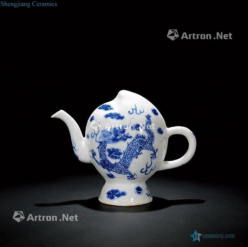 Qing guangxu Blue and white dragon deep pot