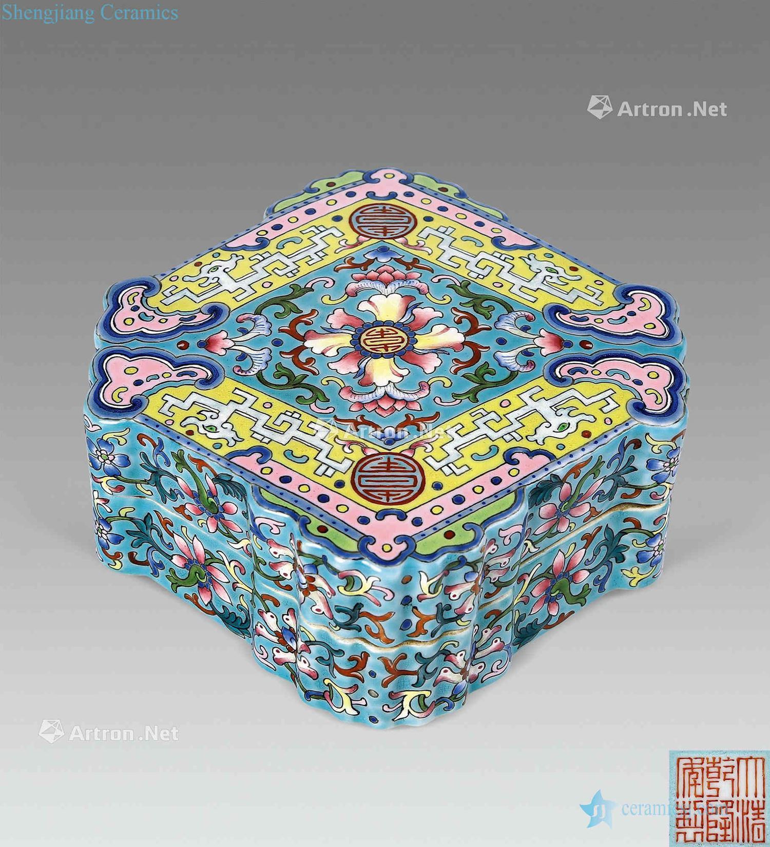 Qing qianlong pastel flowers grain satisfied diamond cover box