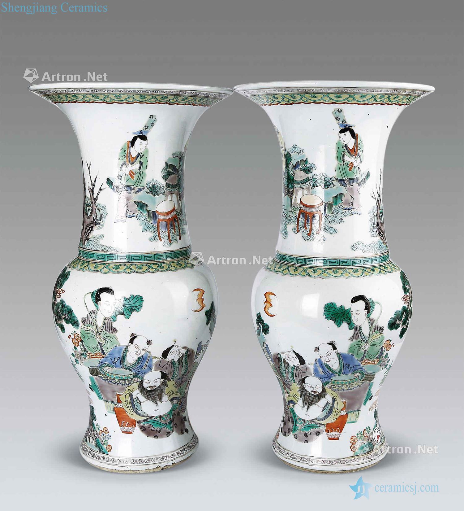 Kangxi colorful characters PND tail-on statue of (a)