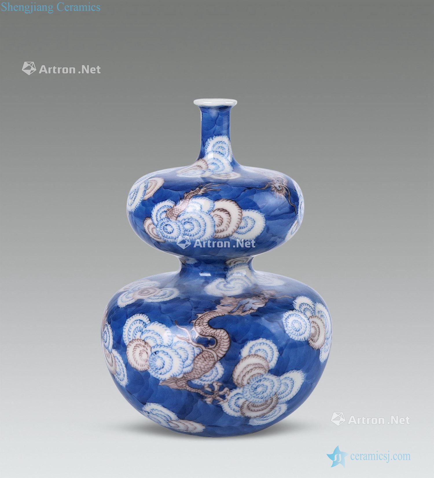 Ming Blue and white glaze youligong YunLongWen gourd bottle