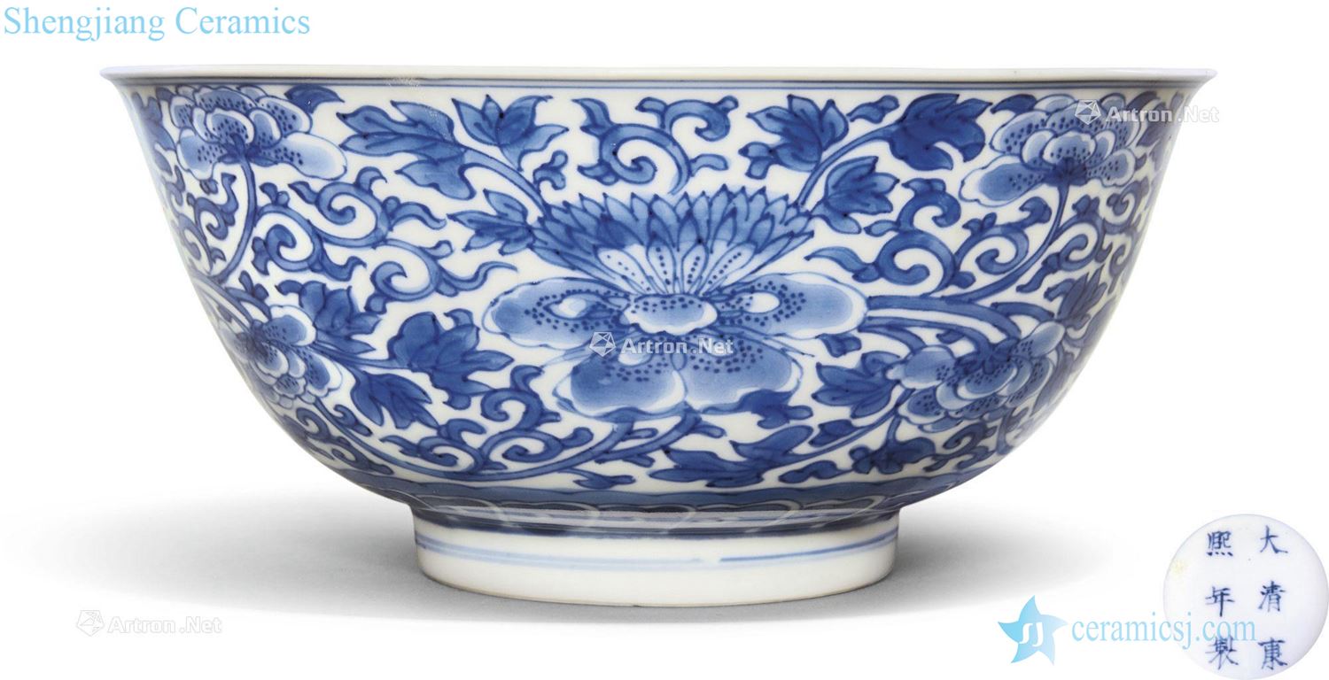 The qing emperor kangxi Blue and white with a silver spoon in her mouth in changchun 盌 lines
