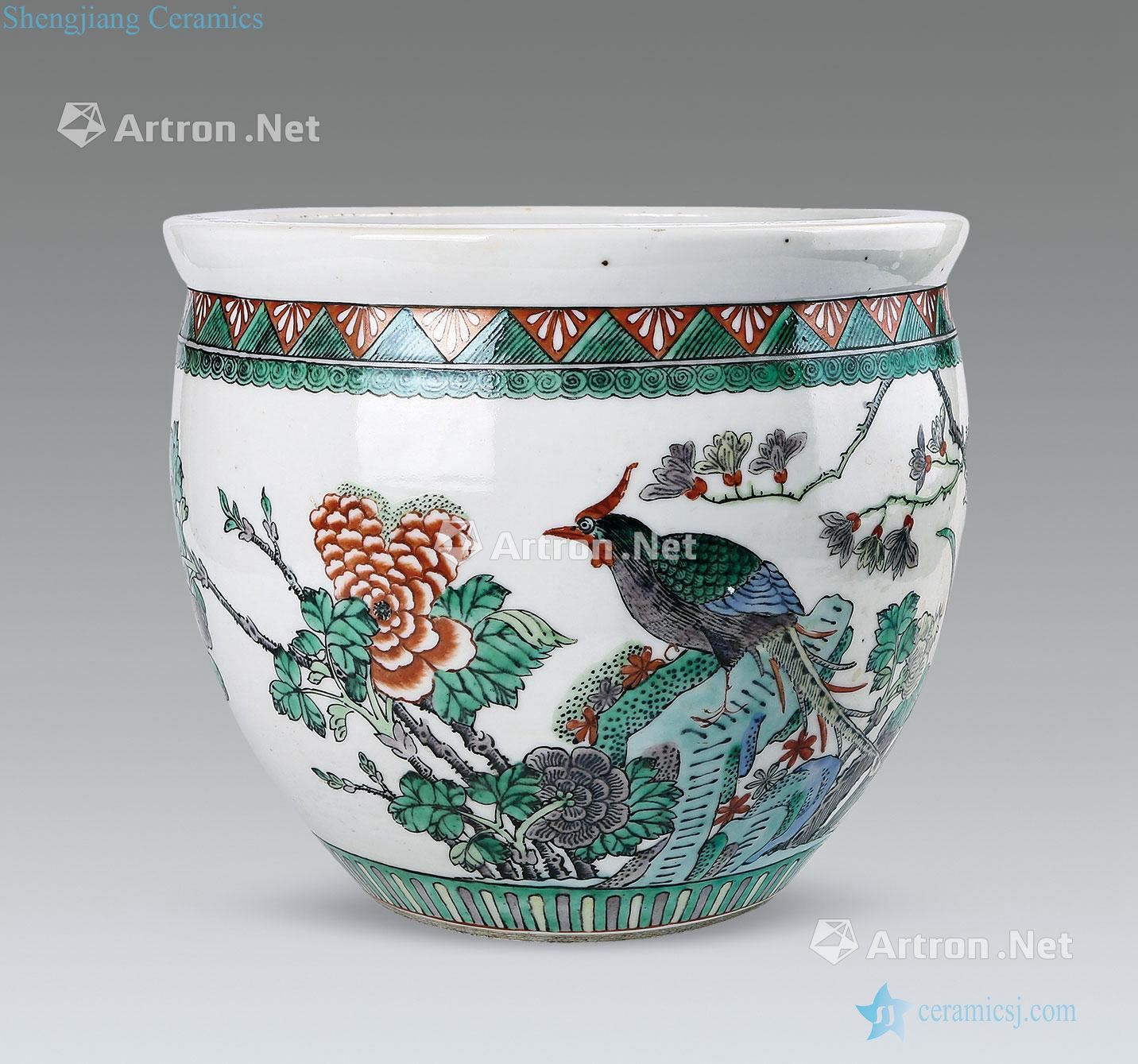 Kangxi colorful flower and-bird painting cylinder